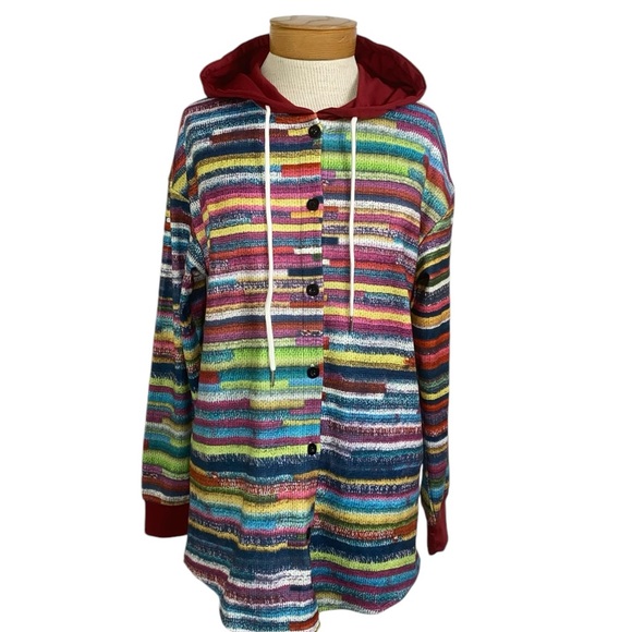 Jasmine - Colourful Knit Hooded Cardigan Small NWOT - Picture 4 of 10